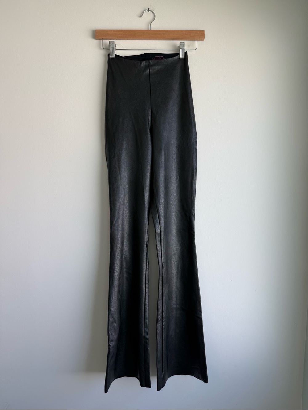Commando Black Faux Leather Flare Leggings Pants Size S